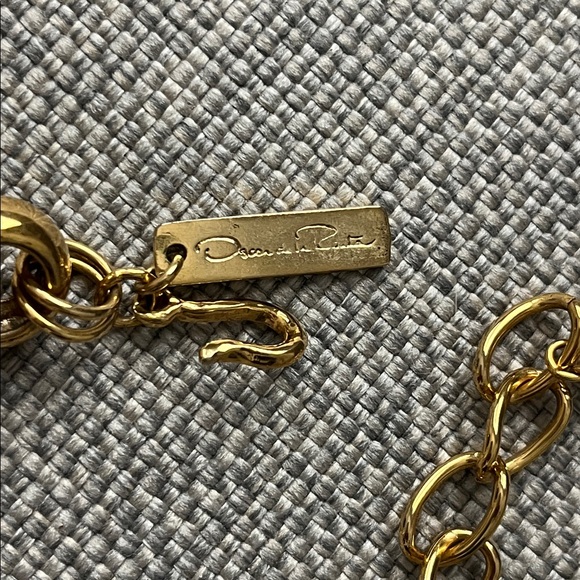 Vintage Oscar de La Renta Gold and Red Charm Necklace - Picture 2 of 7